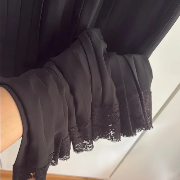 Zara Black Pleated Lace Midi Dress - Picture 8 of 8